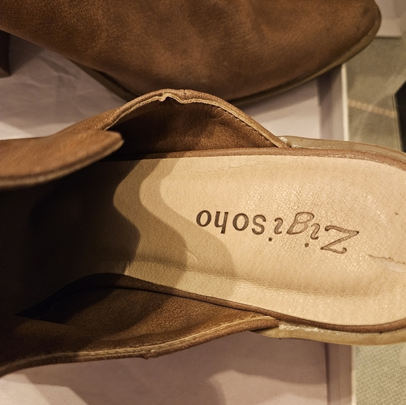 Womens 10 heel boot brown Zigisoho mule block heels western - Picture 3 of 6